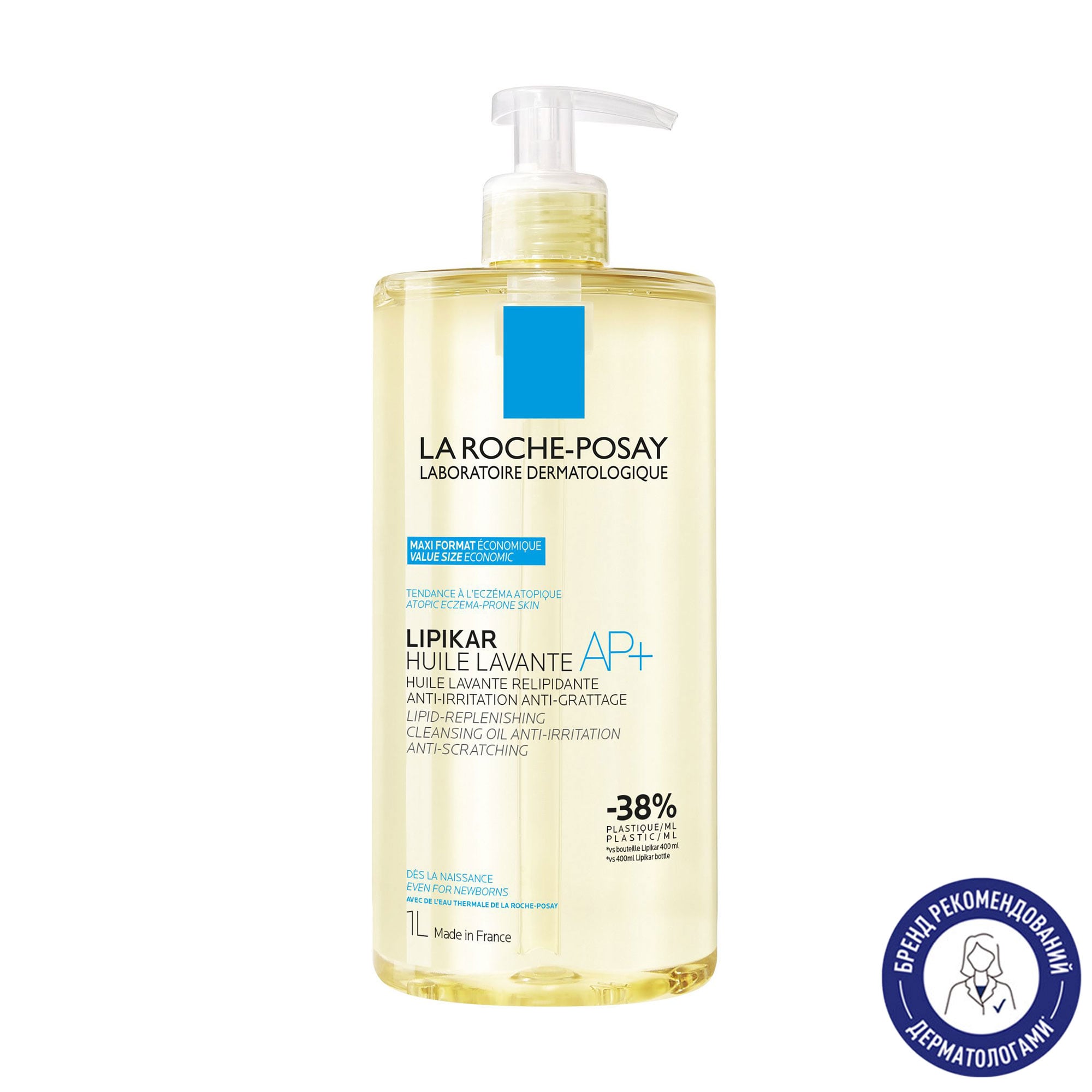 Зволожувальна ліпідовідновлювальна олія для душу La Roche-Posay Lipikar Cleansing Oil AP+ для сухої та атопічної шкіри дітей і дорослих, 1 л